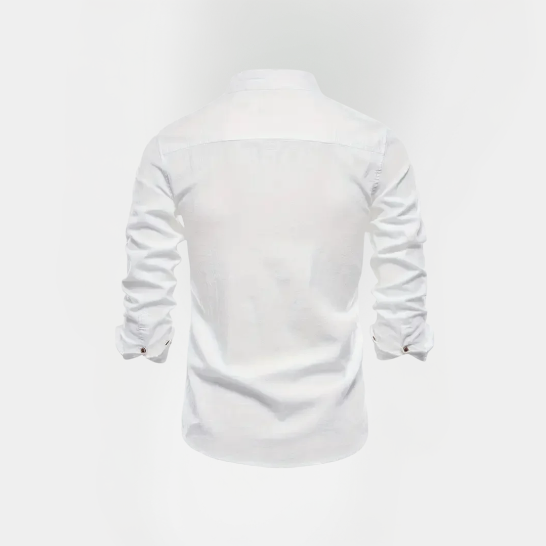 Benson | Cotton Stand Collar Long Sleeve Shirt