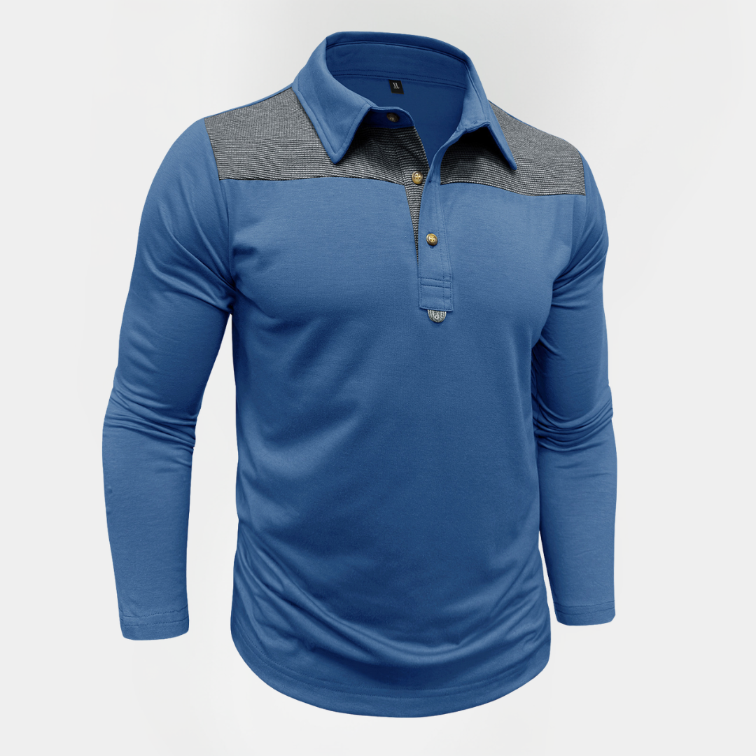 Tristan | Contrast Long Sleeve Polo Shirt