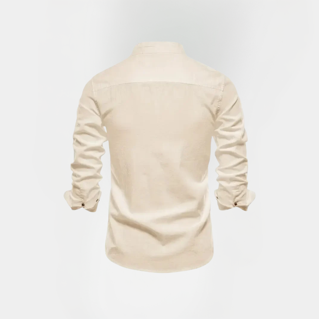Benson | Cotton Stand Collar Long Sleeve Shirt