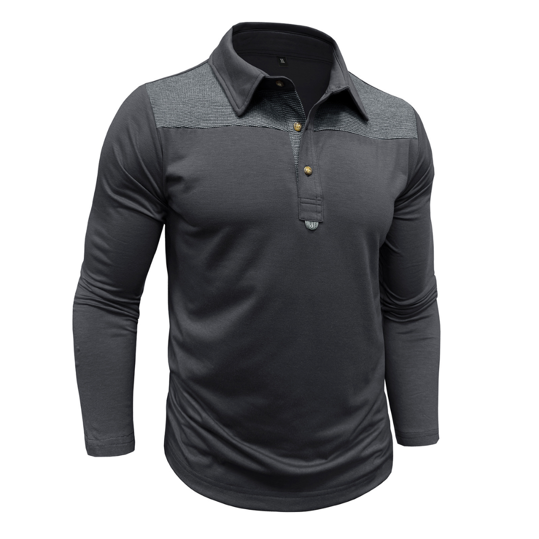 Tristan | Contrast Long Sleeve Polo Shirt