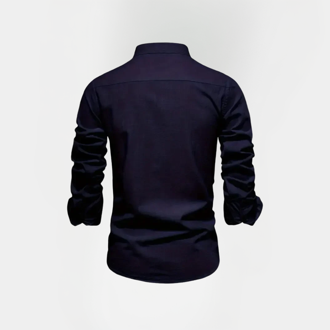 Benson | Cotton Stand Collar Long Sleeve Shirt