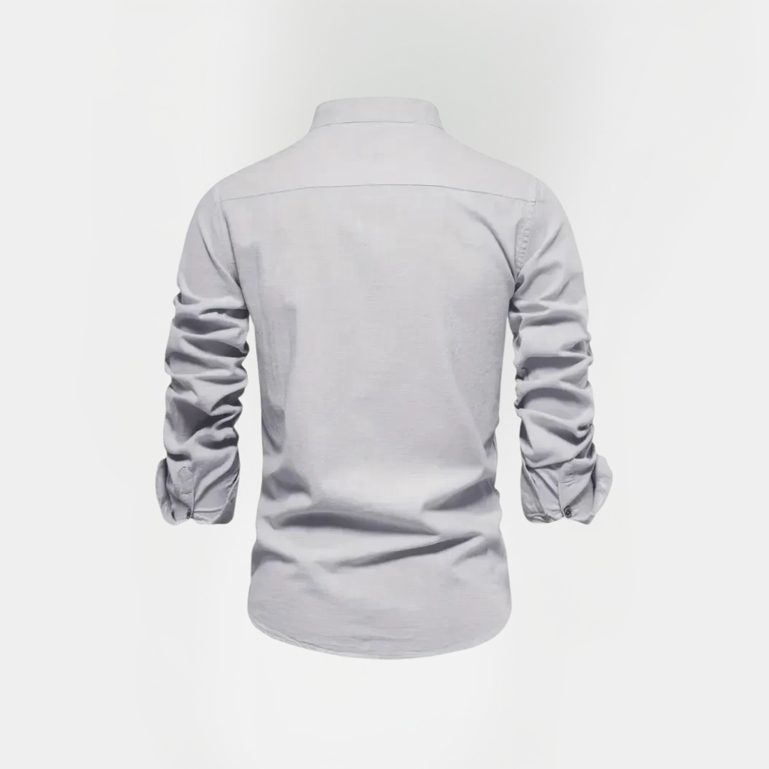 Benson | Cotton Stand Collar Long Sleeve Shirt