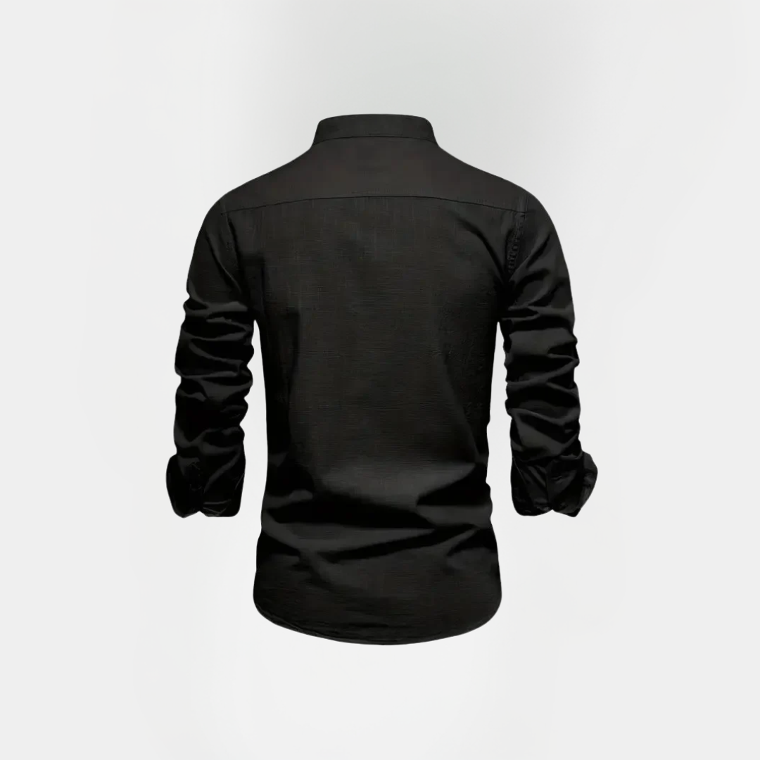 Benson | Cotton Stand Collar Long Sleeve Shirt