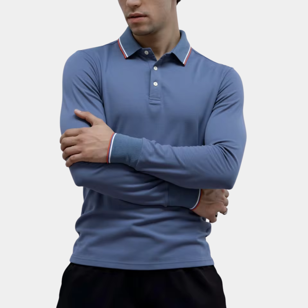 Carter | Tipped Collar Long Sleeve Polo Shirt