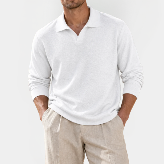 Alistair | V-Neck Long Sleeve Polo Shirt