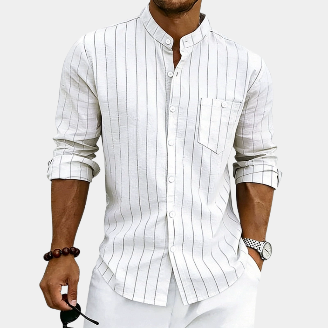 Oliver | Premium Linen Band Collar Shirt