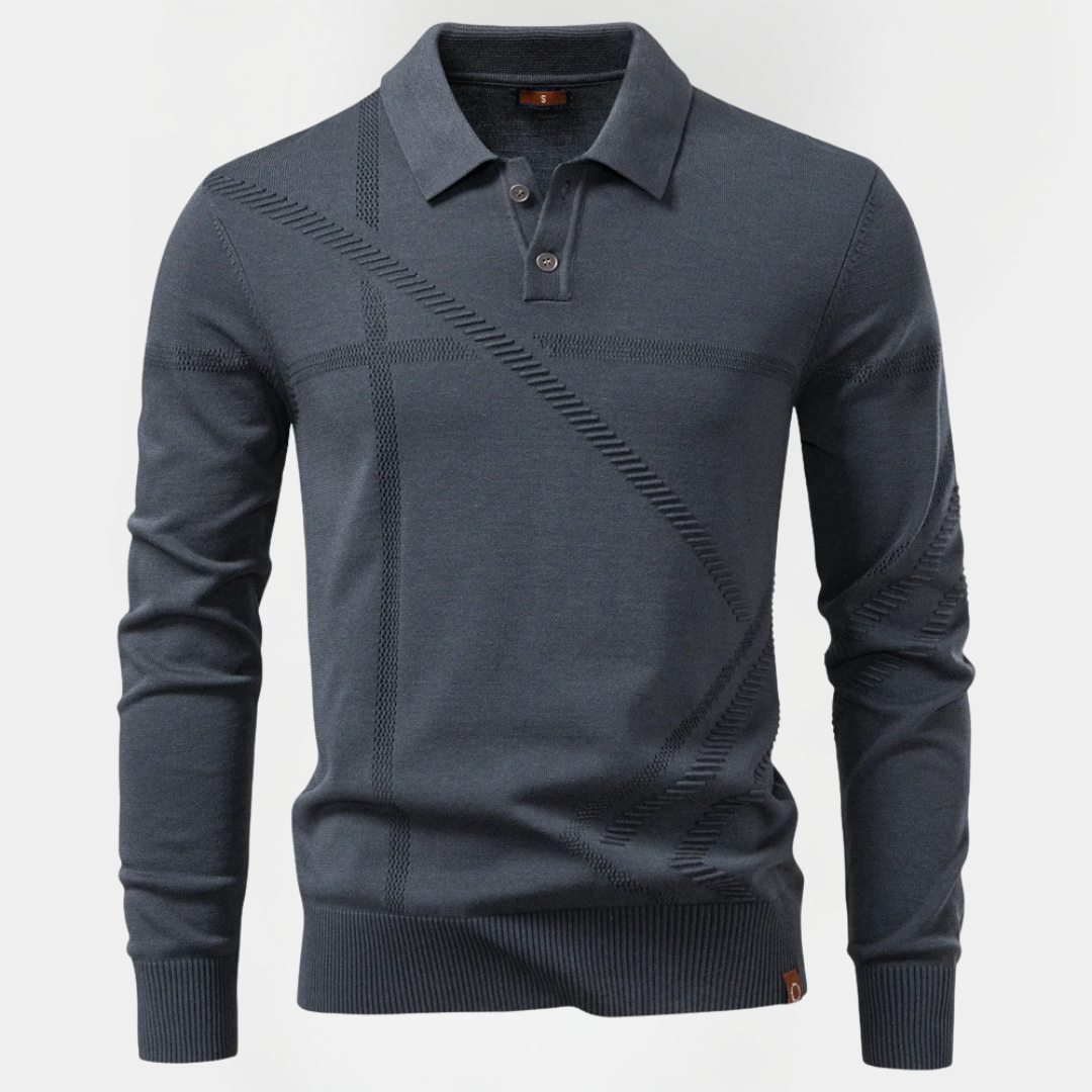 Xavier | Textured Long Sleeve Polo Shirt