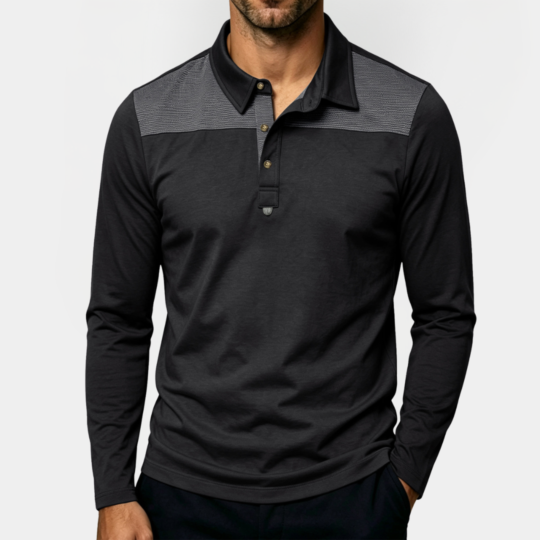 Tristan | Contrast Long Sleeve Polo Shirt