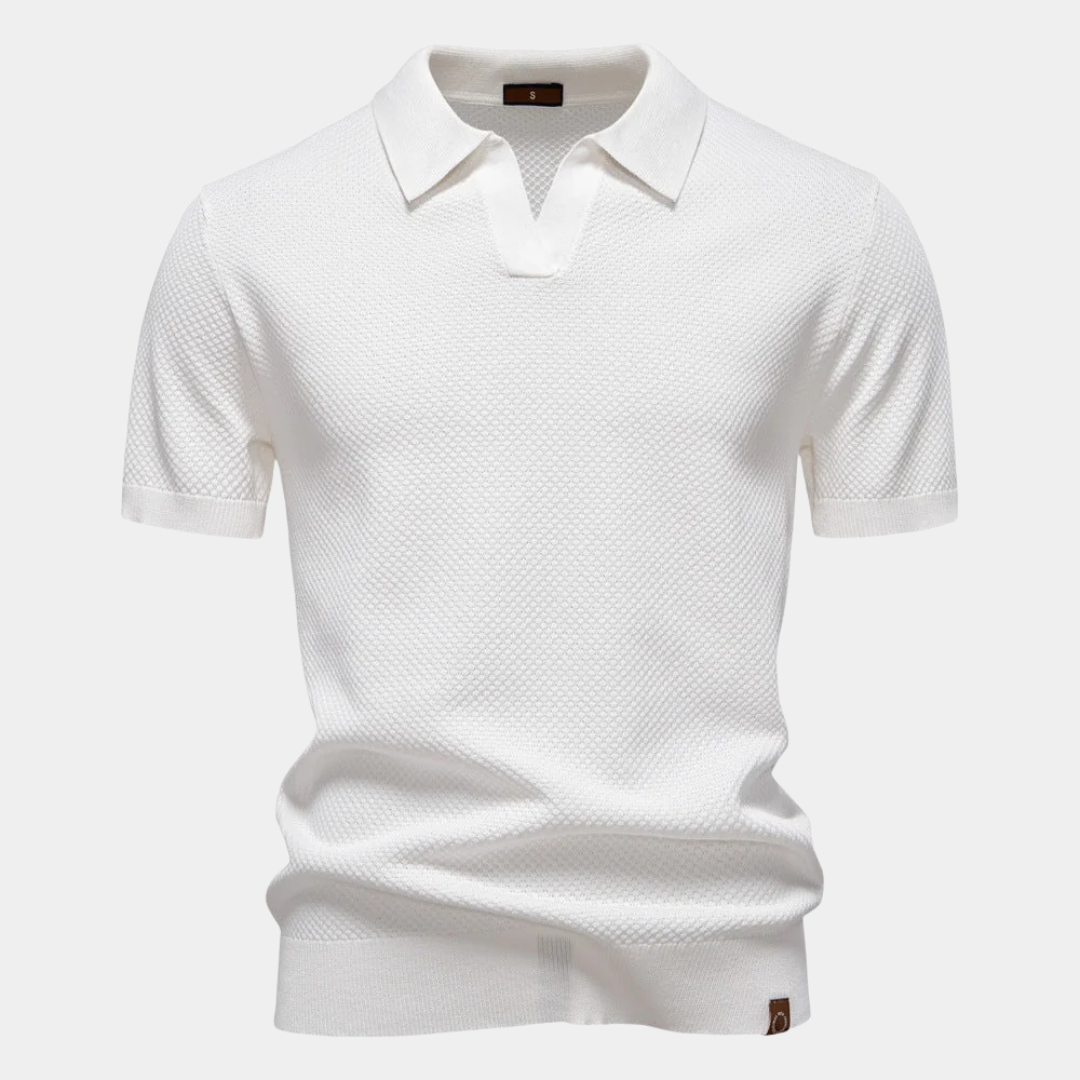Ashton | Buttonless Textured Knit Polo Shirt