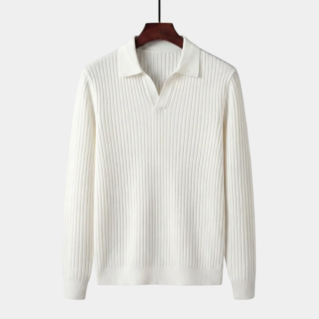 Luca | Ribbed Long Sleeve Polo Shirt