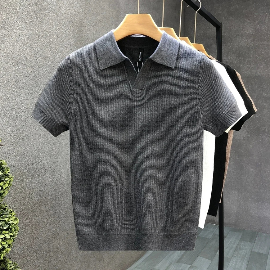 Milan | Buttonless Ribbed Knit Polo Shirt