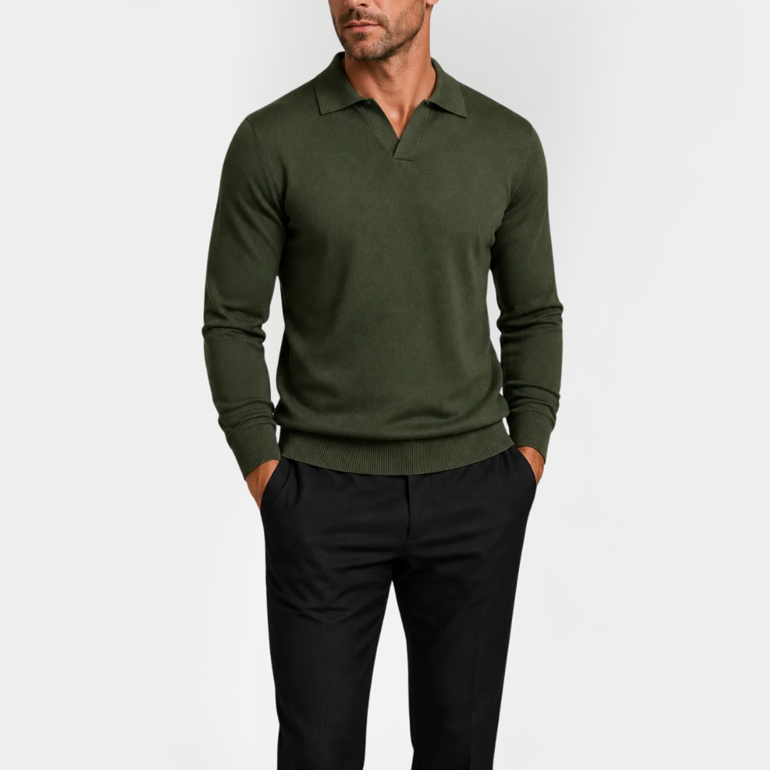 Silas | Open Collar Long Sleeve Polo