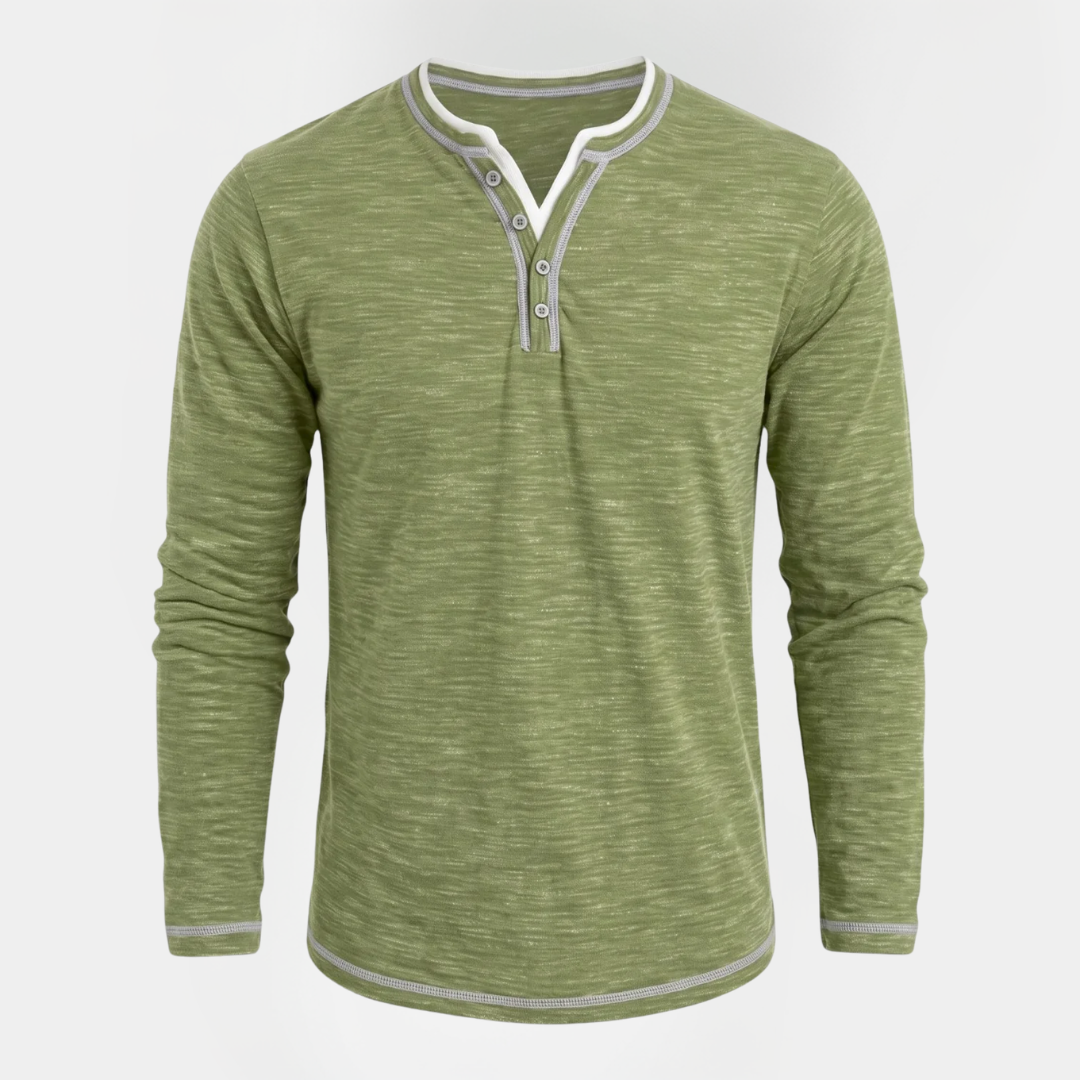 Adrian | Textured Long Sleeve Henley Shirt