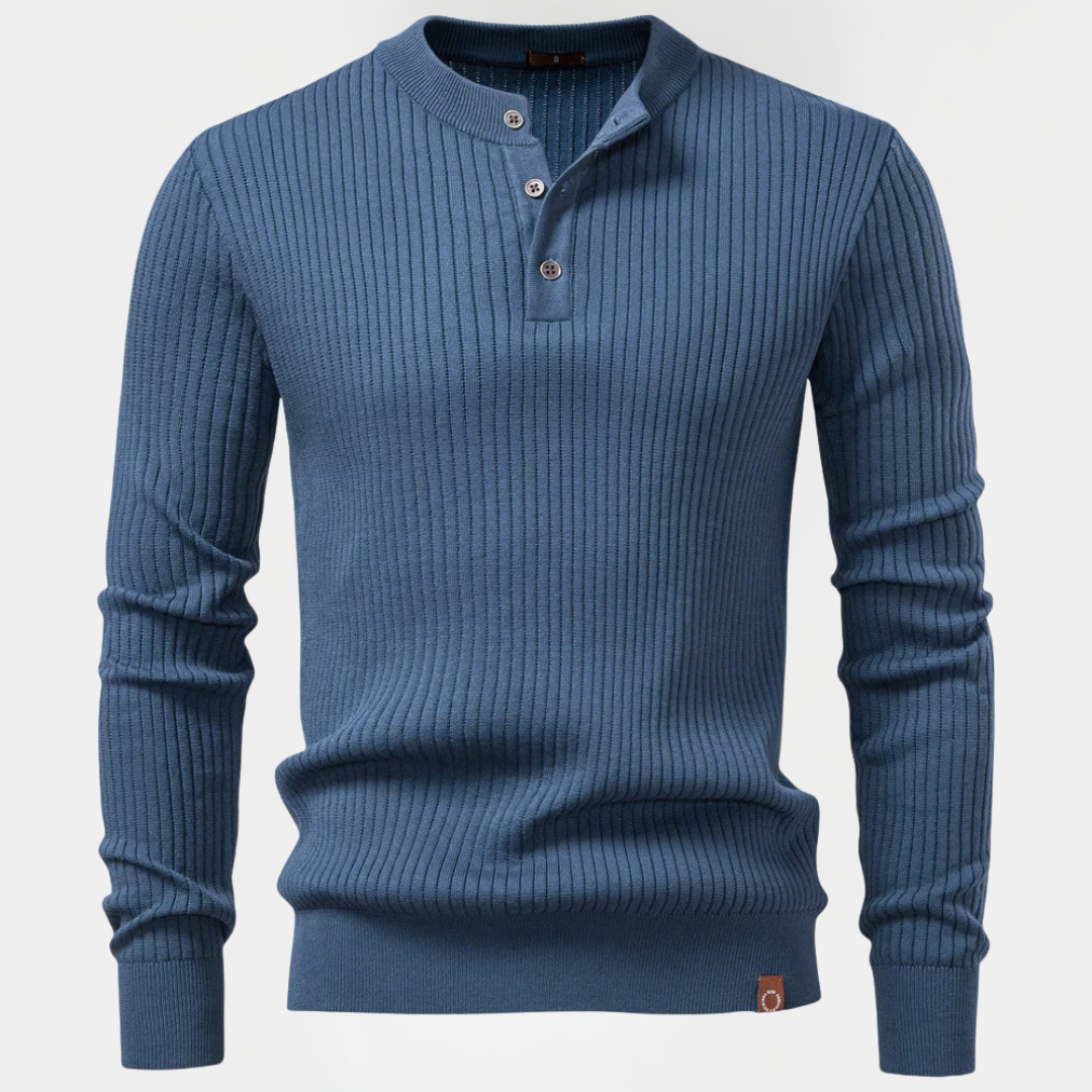 Landon | Ribbed Henley Sweater