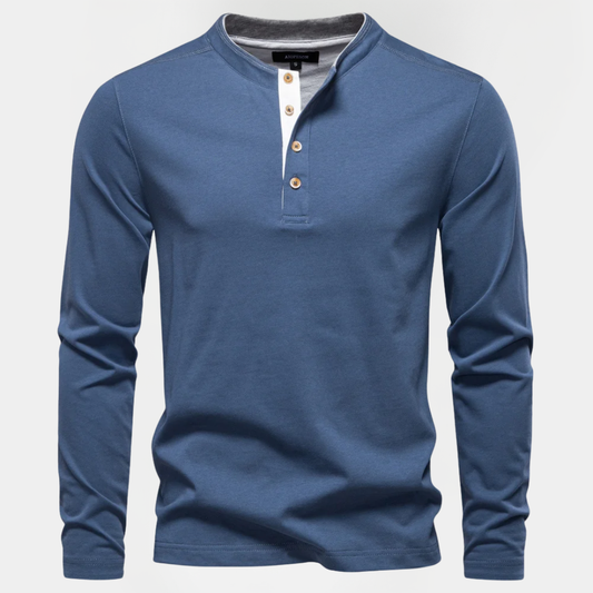 Gavin | Long Sleeve Cotton Henley Shirt