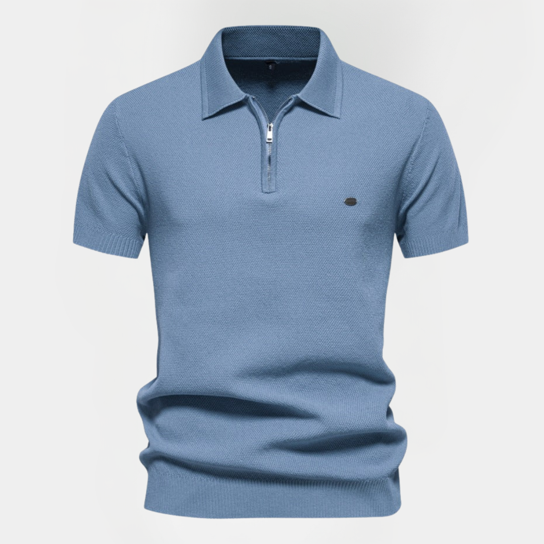 Wesley | Textured Zip Polo Shirt
