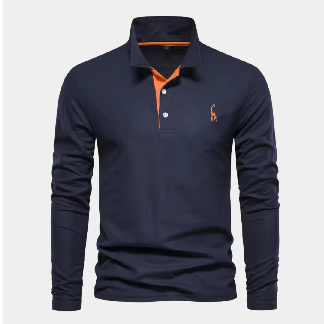 Blake | Contrast Trim Long Sleeve Polo Shirt