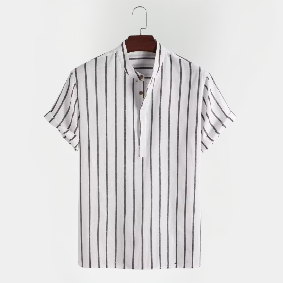 Asher | Striped Cotton Blend Summer Shirt