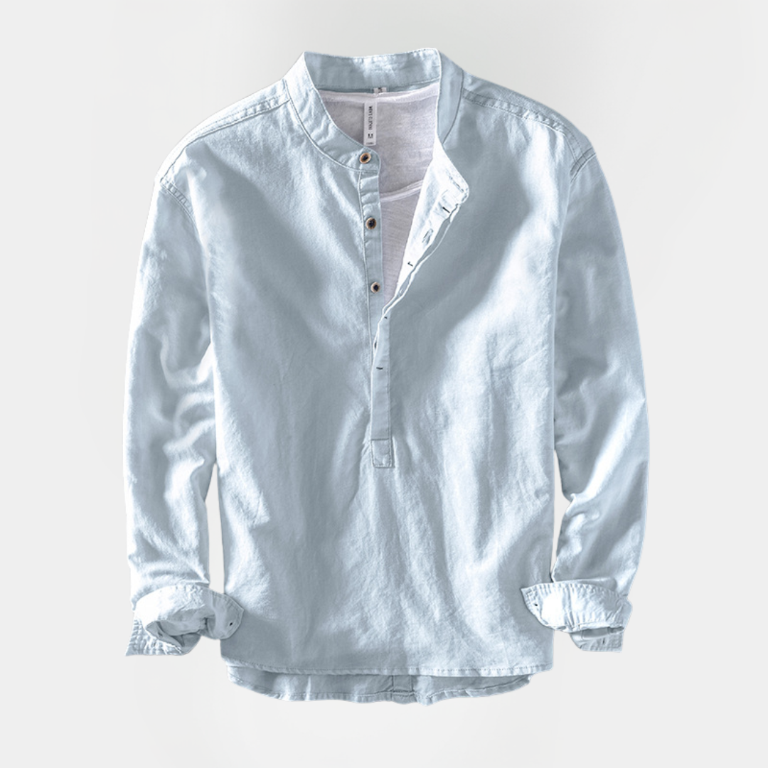 Silas | Cotton Linen Henley Shirt