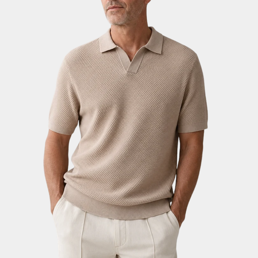 Caleb | Buttonless Textured Knit Polo Shirt