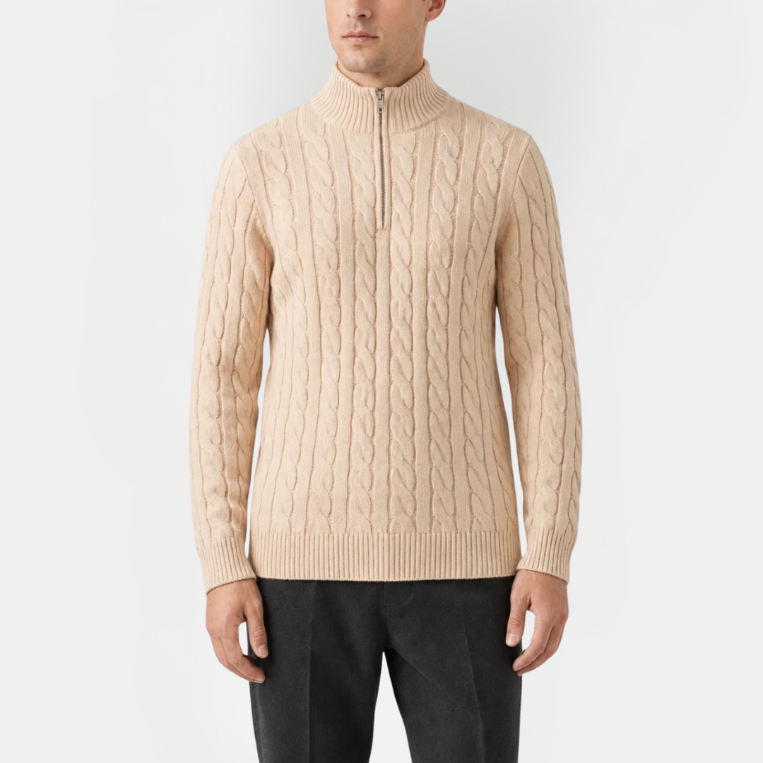 Alistair | Cable Knit Quarter-Zip Sweater