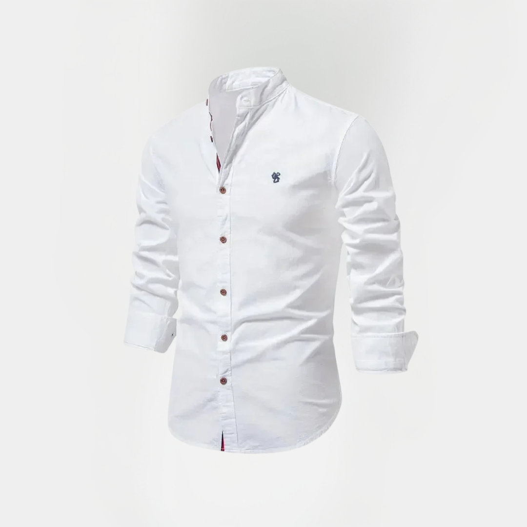 Benson | Cotton Stand Collar Long Sleeve Shirt