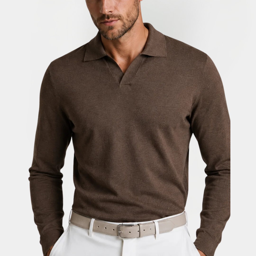 Silas | Open Collar Long Sleeve Polo