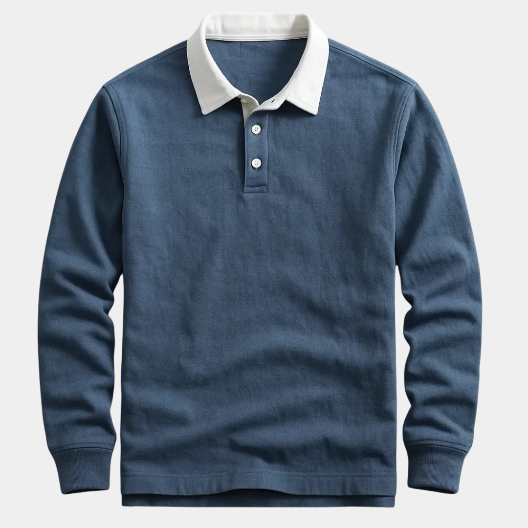 Elliot | Contrast Collar Long Sleeve Polo Shirt