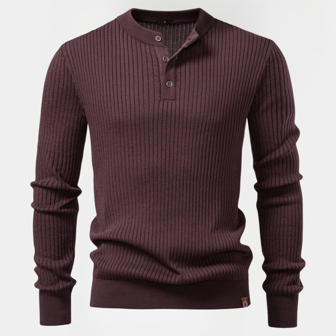 Landon | Ribbed Henley Sweater