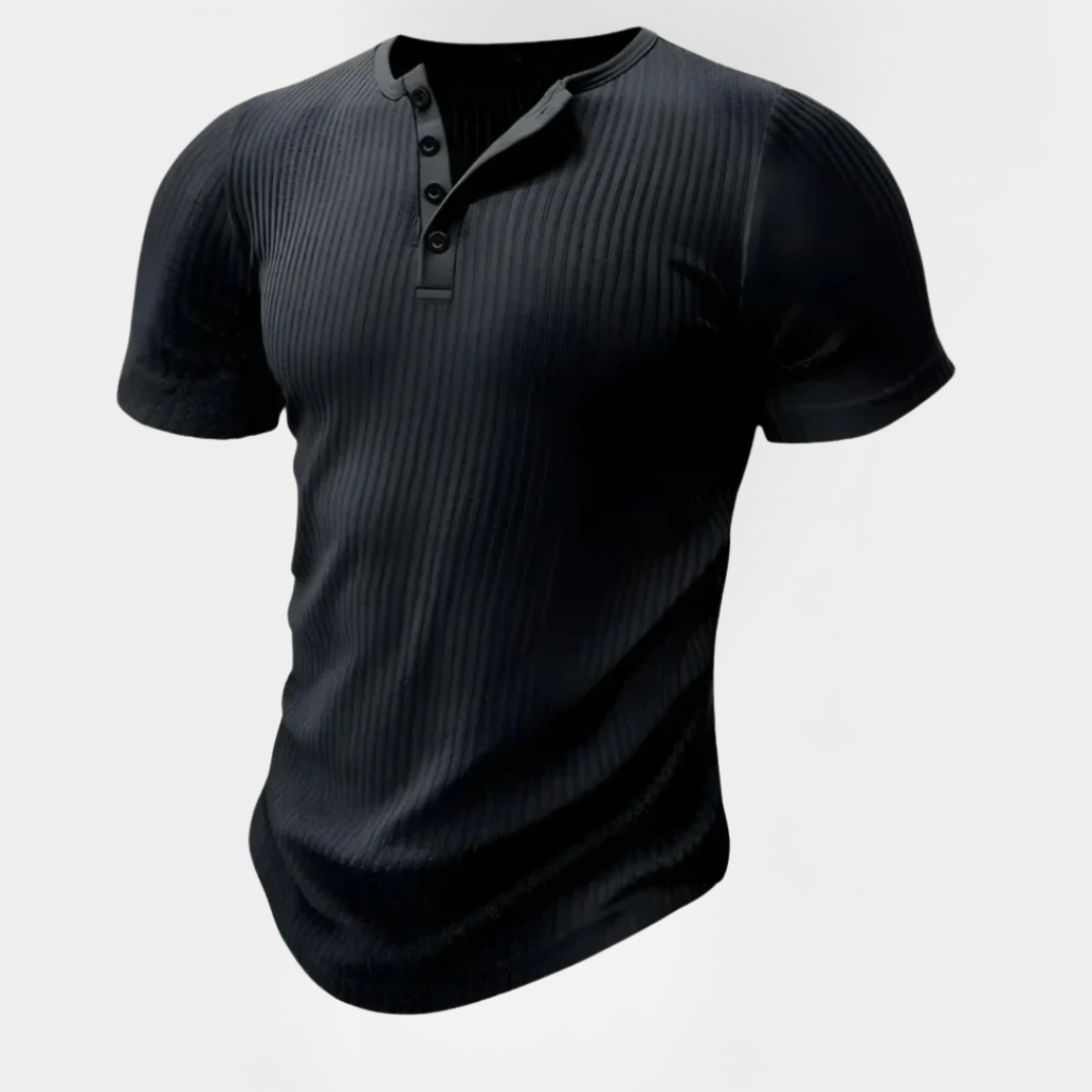 Kieran | Ribbed Henley T-Shirt