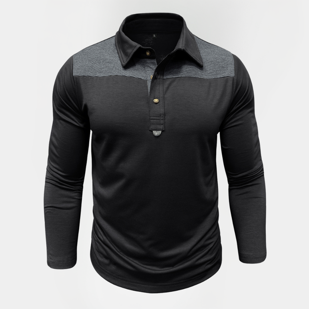 Tristan | Contrast Long Sleeve Polo Shirt