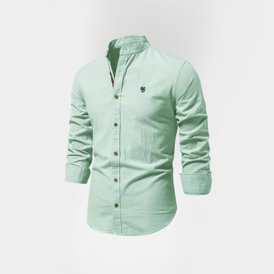 Benson | Cotton Stand Collar Long Sleeve Shirt