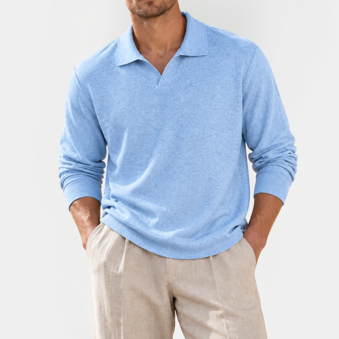 Alistair | V-Neck Long Sleeve Polo Shirt