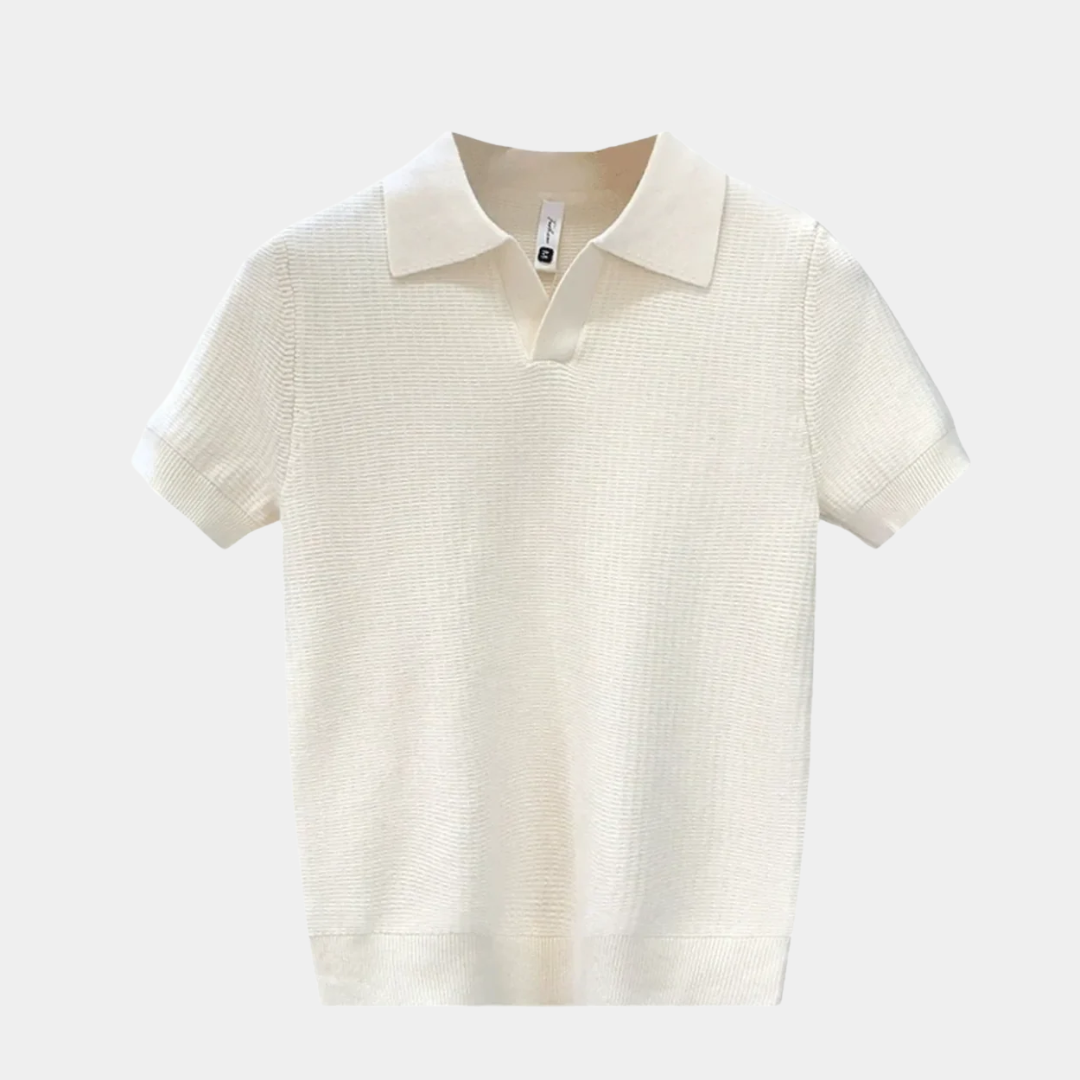 Milan | Buttonless Ribbed Knit Polo Shirt