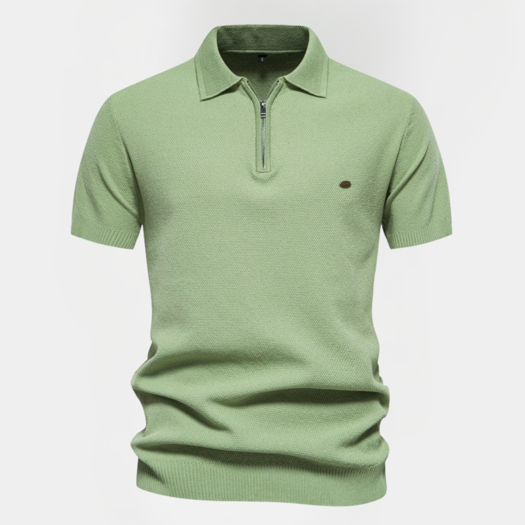 Wesley | Textured Zip Polo Shirt