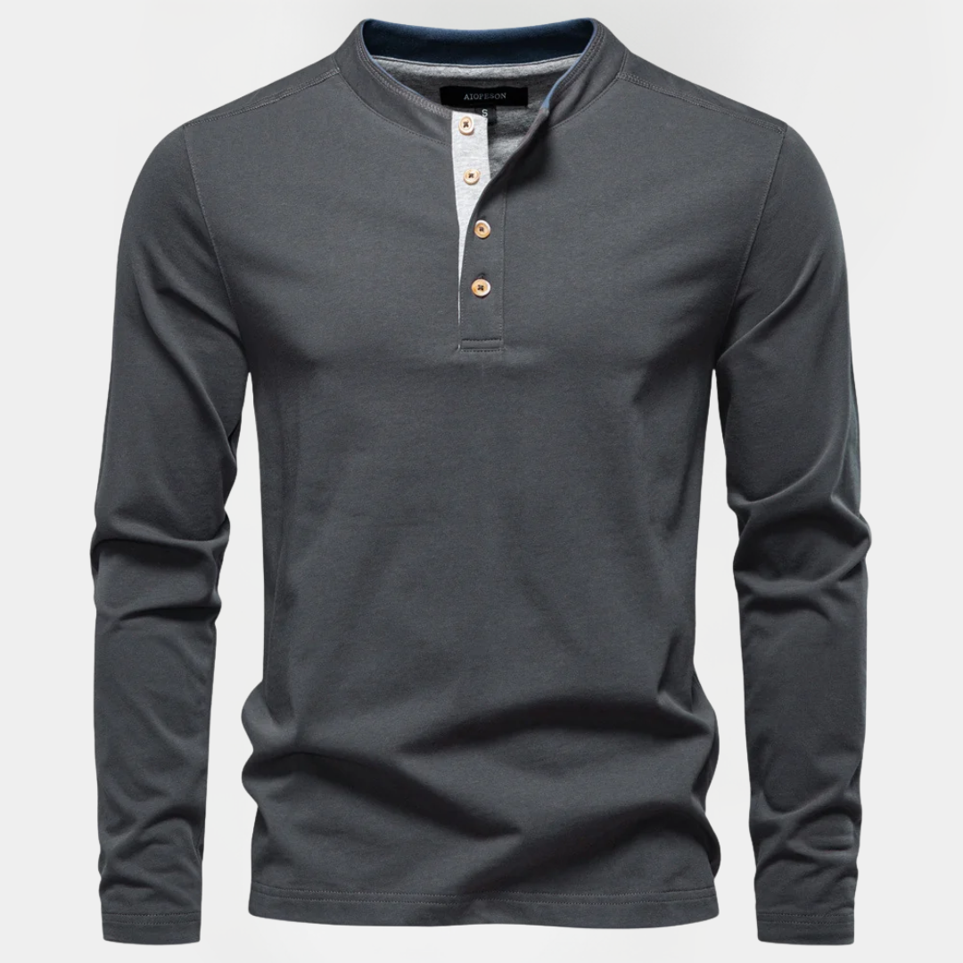 Gavin | Long Sleeve Cotton Henley Shirt