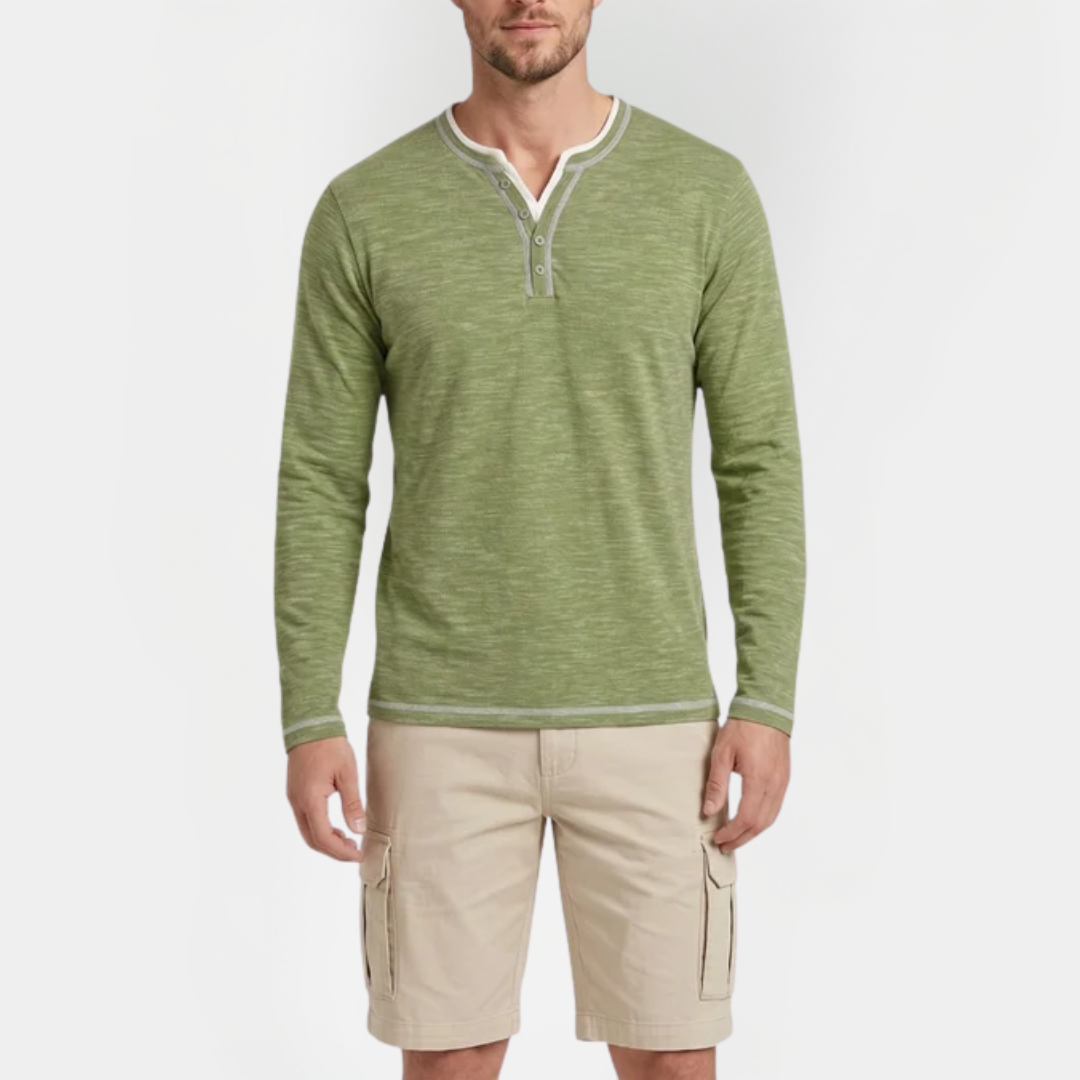 Adrian | Textured Long Sleeve Henley Shirt