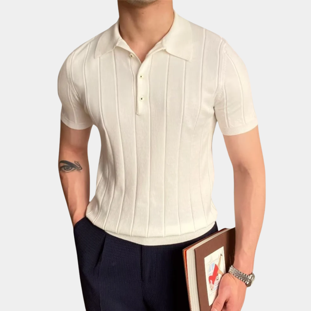 Brooks | Ribbed Knit Polo Shirt