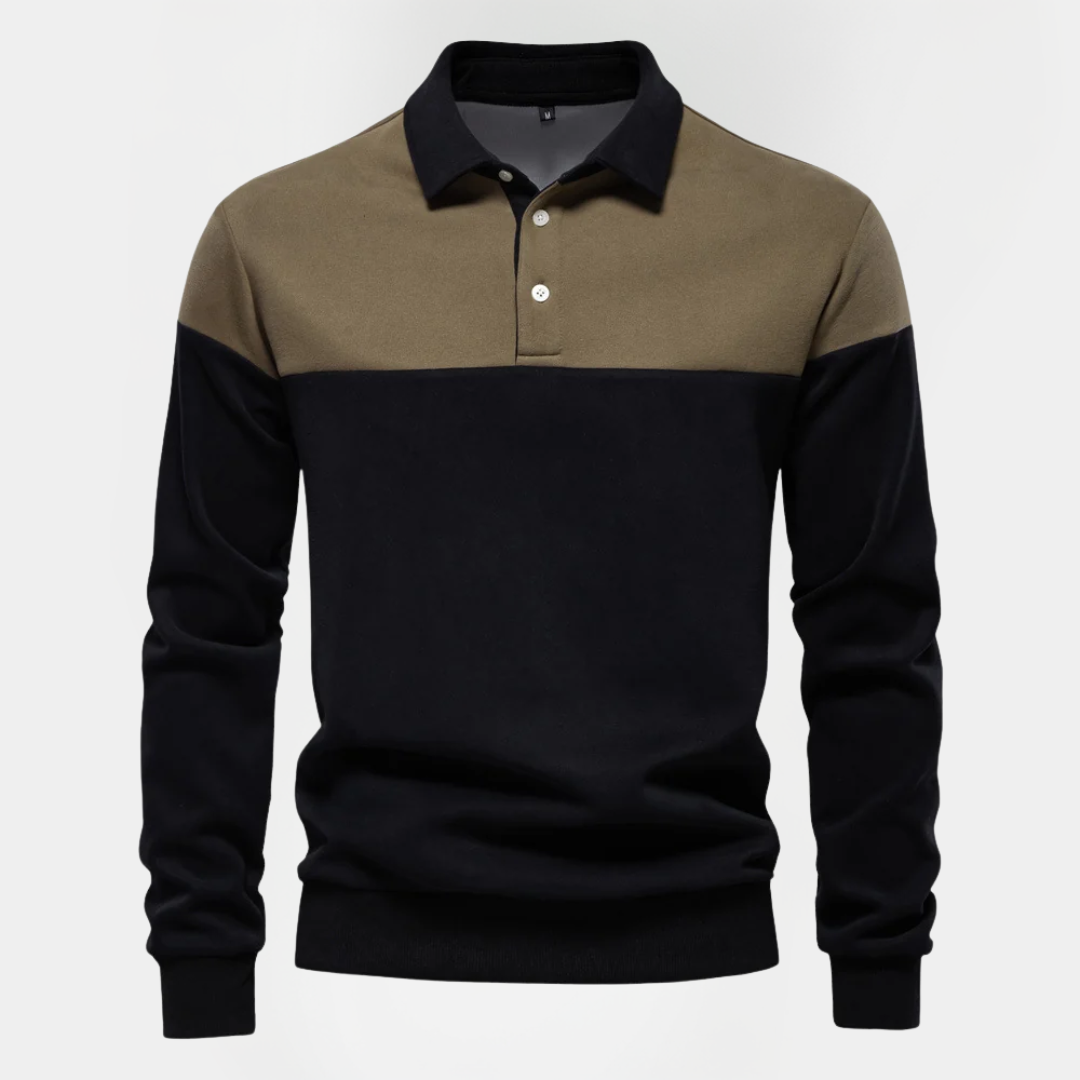 Vaughn | Cotton Blend Long Sleeve Polo Shirt