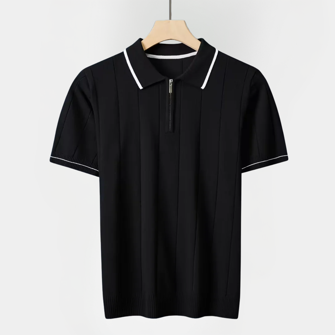 Sterling | Textured Zip Polo Shirt