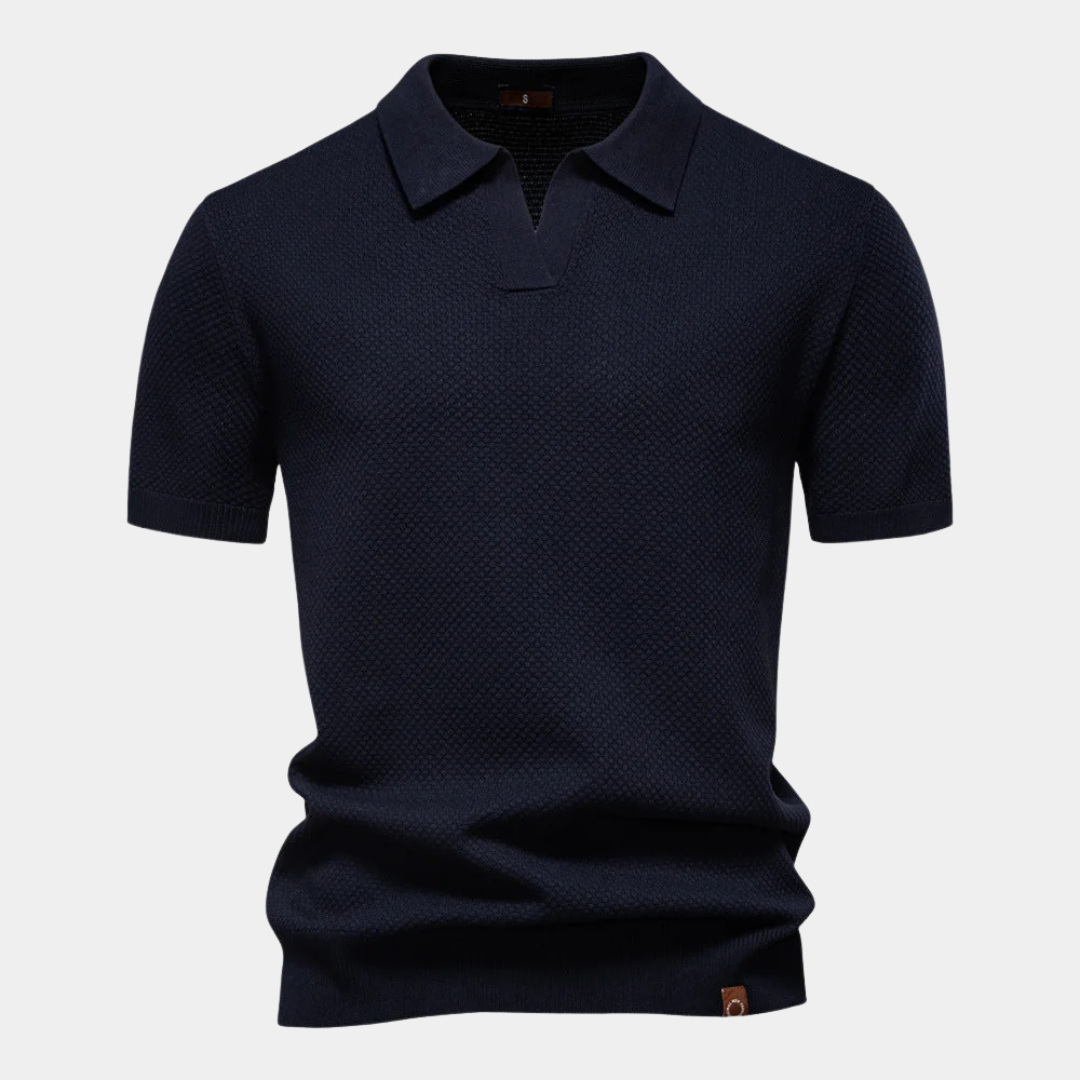 Ashton | Buttonless Textured Knit Polo Shirt