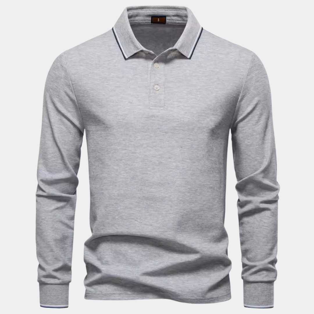 Carter | Tipped Collar Long Sleeve Polo Shirt