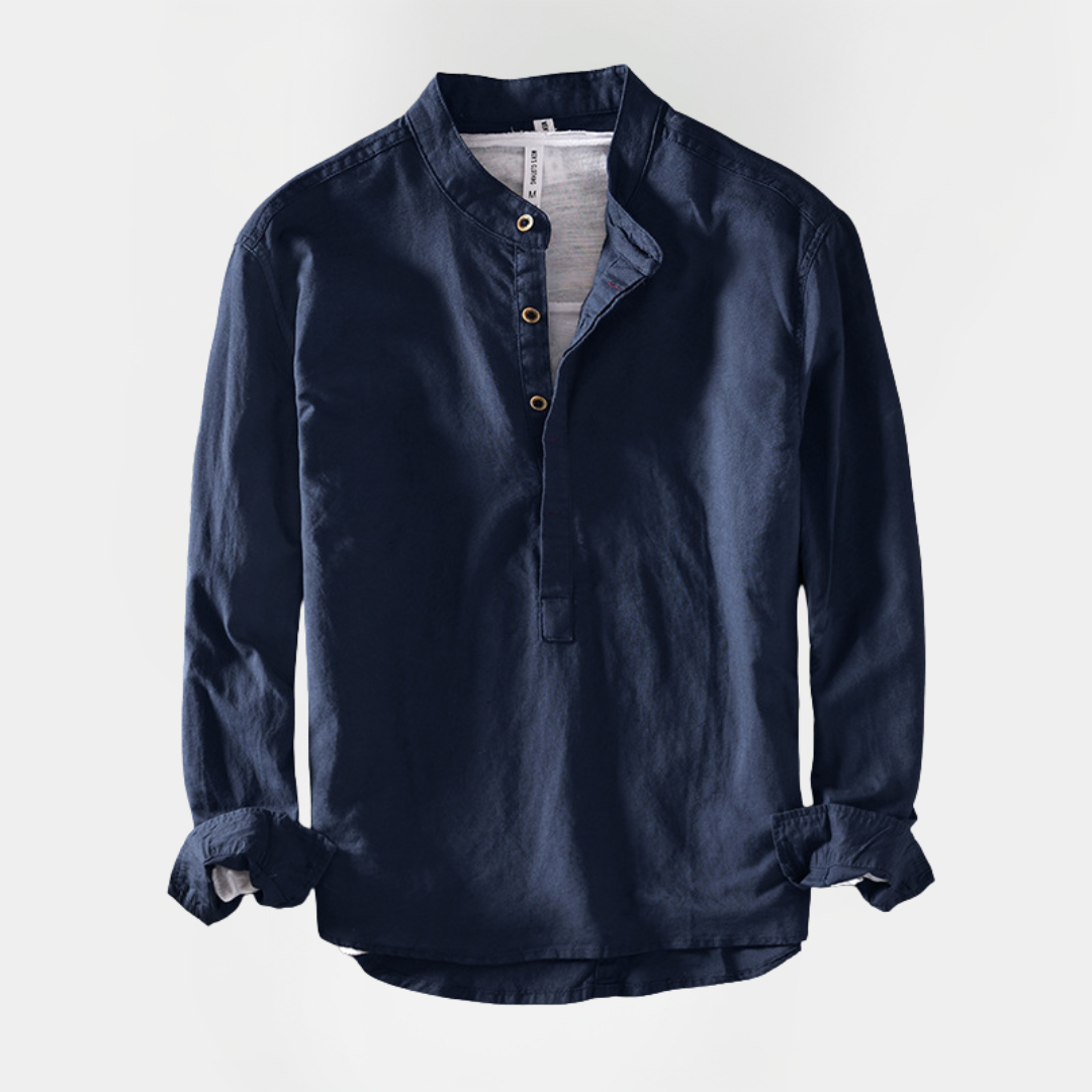 Silas | Cotton Linen Henley Shirt