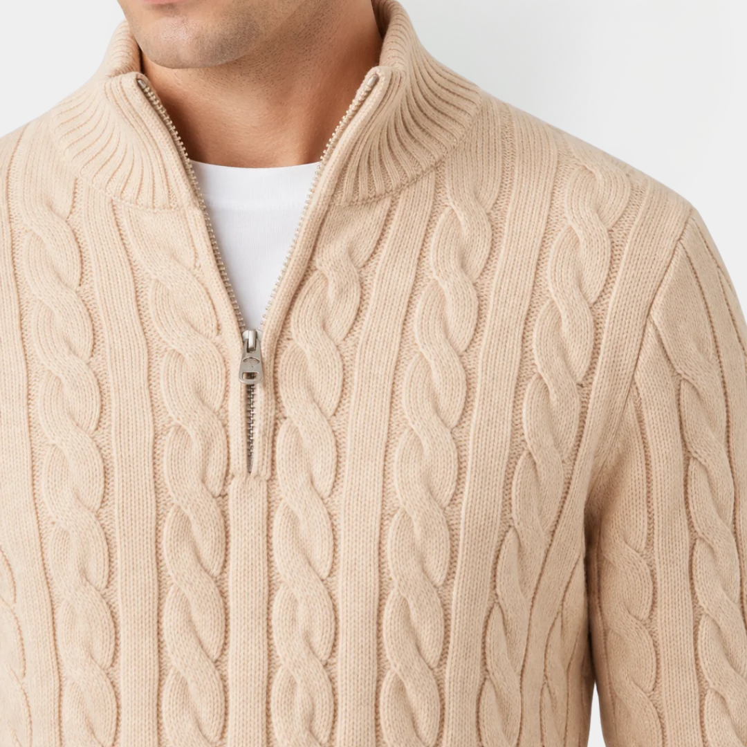Alistair | Cable Knit Quarter-Zip Sweater