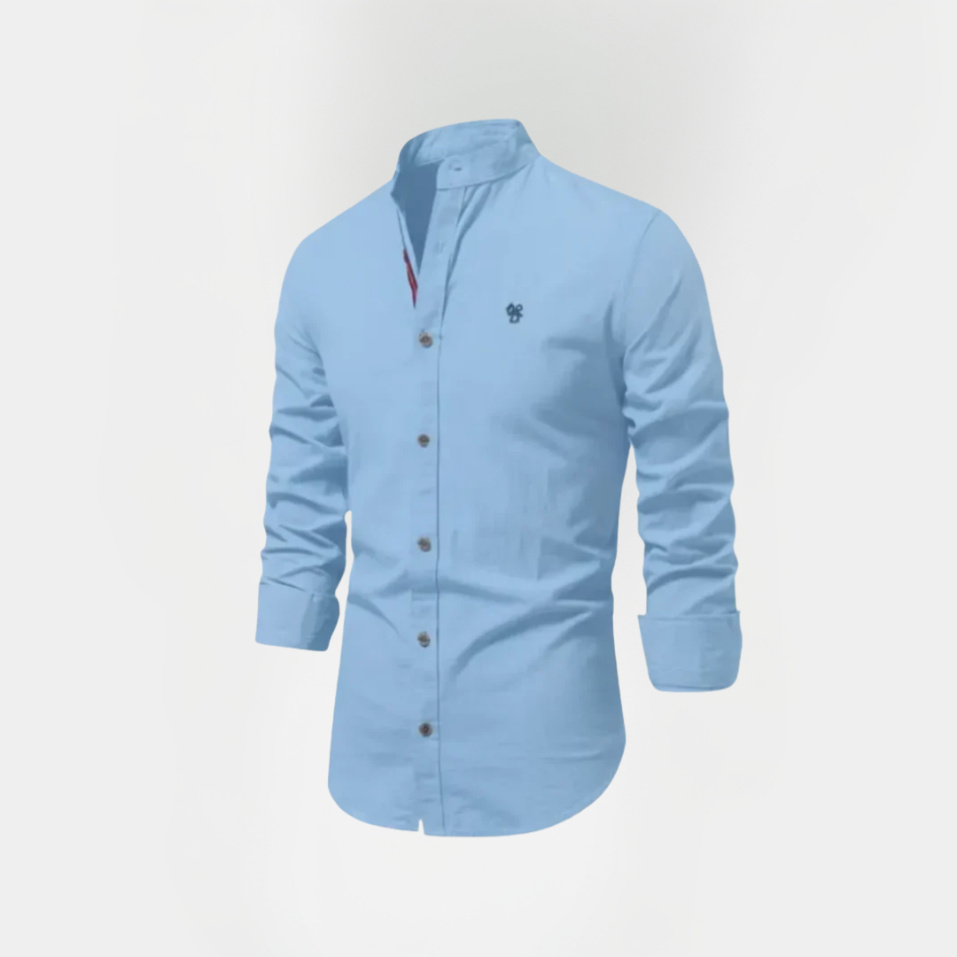 Benson | Cotton Stand Collar Long Sleeve Shirt