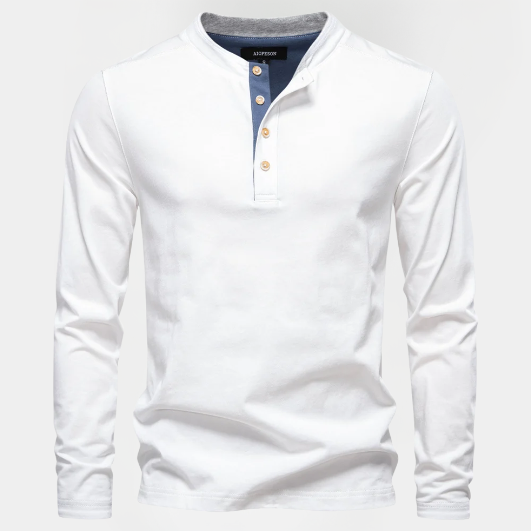Gavin | Long Sleeve Cotton Henley Shirt