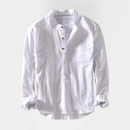 Silas | Cotton Linen Henley Shirt