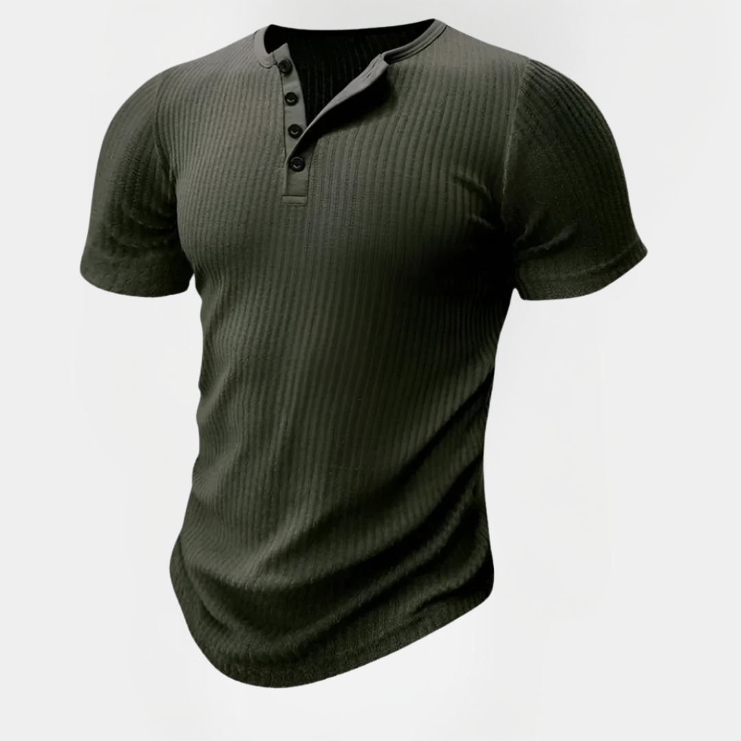 Kieran | Ribbed Henley T-Shirt