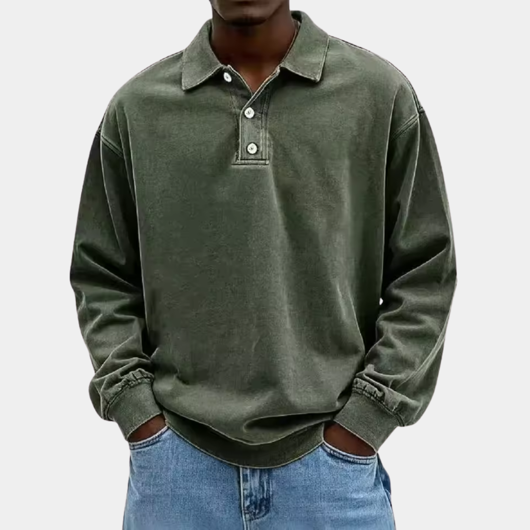 Maddox | Relaxed Fit Long Sleeve Polo Shirt