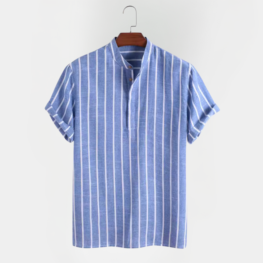 Asher | Striped Cotton Blend Summer Shirt